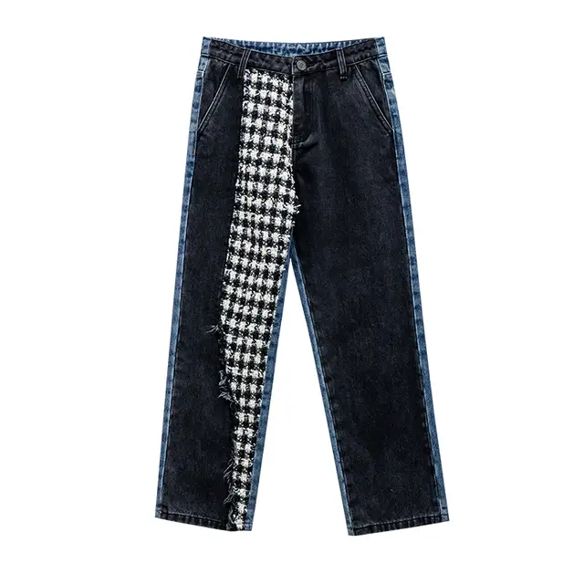 Women's New Cropped Wide leg Pants Straight Loose Jeans Black Plus Cashmere - Shop at LoveMi