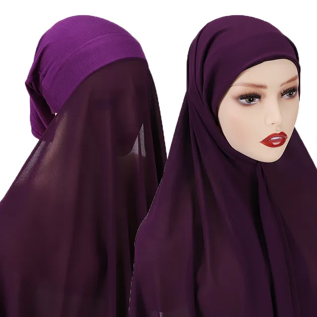 Veiled Muslim Ladies Chiffon Turban Scarf Set 7Style - Shop at LoveMi