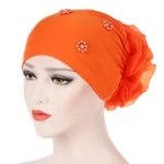 Back With Flowers Solid Color Beaded Toe Cap - Orange