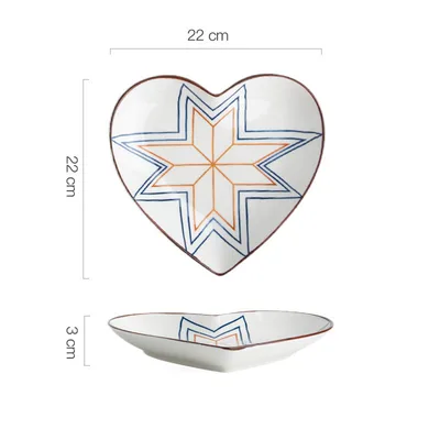 Hand Painted Bakeware Heart Shaped Plate Square Dumpling Plate F - Shop at LoveMi