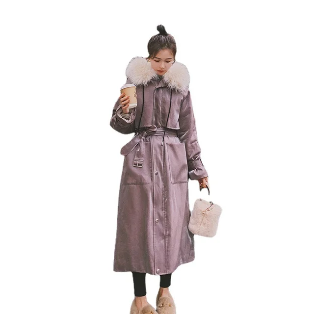 Women's Mid length Over the knee Cotton padded Jacket Overcomes Photo Color - Shop at LoveMi