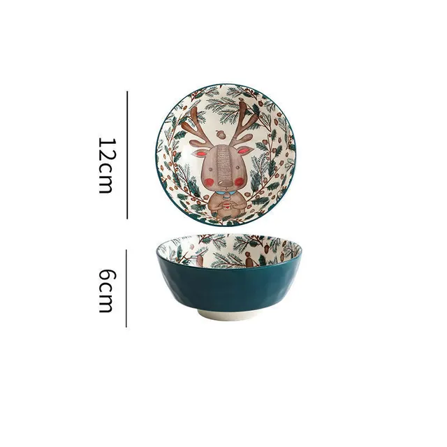 Animal Pattern Soup Bowl Cartoon Tableware Elk - Shop at LoveMi