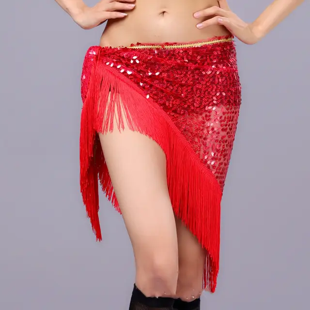 Belly Dance Waist Chain Sequins Tassel Show Hip Scarf Red - Shop at LoveMi