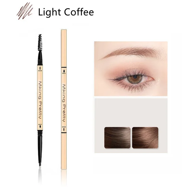 Double headed Triangle Ultra fine Double headed Eyebrow Pencil Light Coffee - Shop at LoveMi