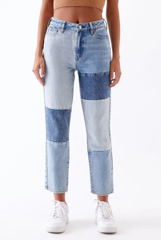 Cotton Stitching Retro Slim Straight Loose Jeans Light Blue - Shop at LoveMi
