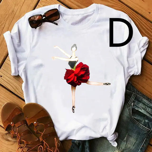 Personalized Ballet Flower Skirt Girl Print Ladies Short Sleeve - Shop at LoveMi
