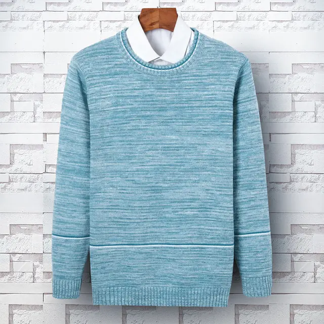 New Men's Round Neck Knitted Bottoming Shirt Thin Section Green3 - Shop at LoveMi