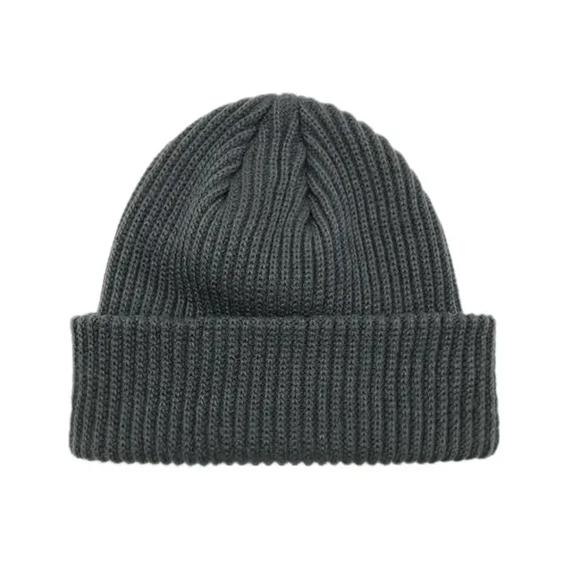Thicken Warm Flanging Woolen Hat Dark Grey - Shop at LoveMi