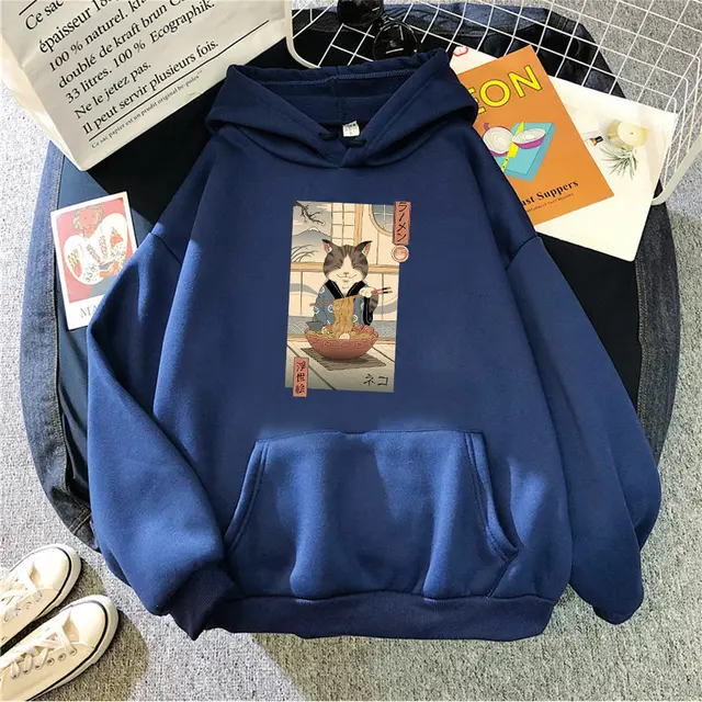 Hooded Pullover Sweater And Velvet Solid Color Sports Jacket Navy Blue - Shop at LoveMi