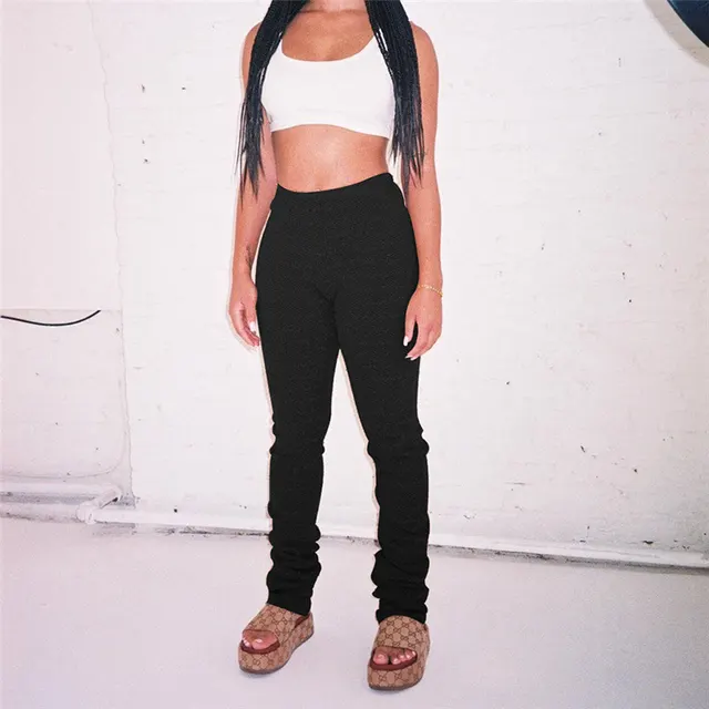 Women's Straight Slim Slimming Solid Color Casual Pants Black - Shop at LoveMi