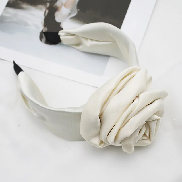 Fabric Fashion Satin Headband Hairpin Hair Accessories Off White - Shop at LoveMi