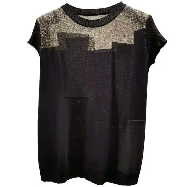 Ice Silk Short sleeved Knitted Bottoming Shirt Black - Shop at LoveMi