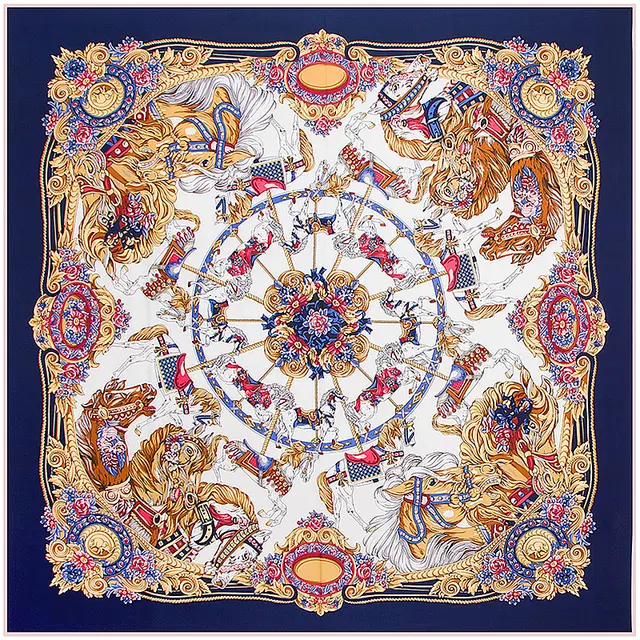 Floral Carriage Twill Large Square Silk Scarf Sunscreen Shawl - Shop at LoveMi