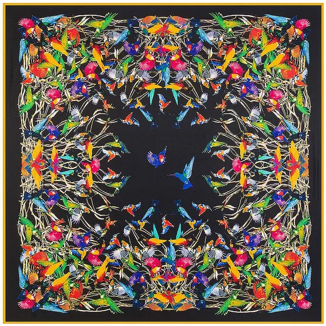 Floral Carriage Twill Large Square Silk Scarf Sunscreen Shawl P - Shop at LoveMi