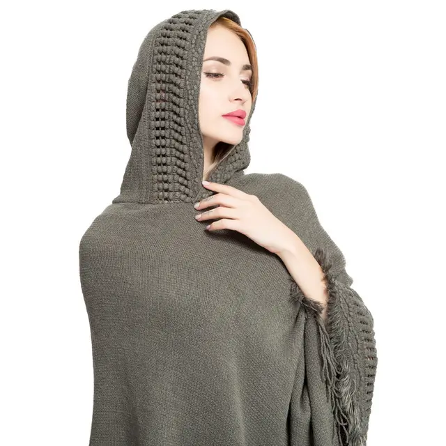 Autumn And Winter Women's Tassel Plus Size Sweater With Hat Grey - Shop at LoveMi