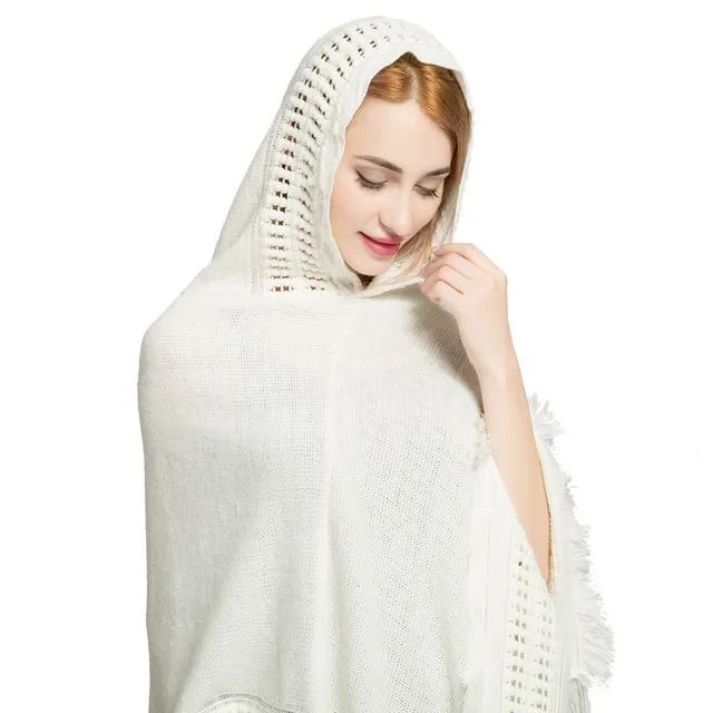 Autumn And Winter Women's Tassel Plus Size Sweater With Hat White - Shop at LoveMi