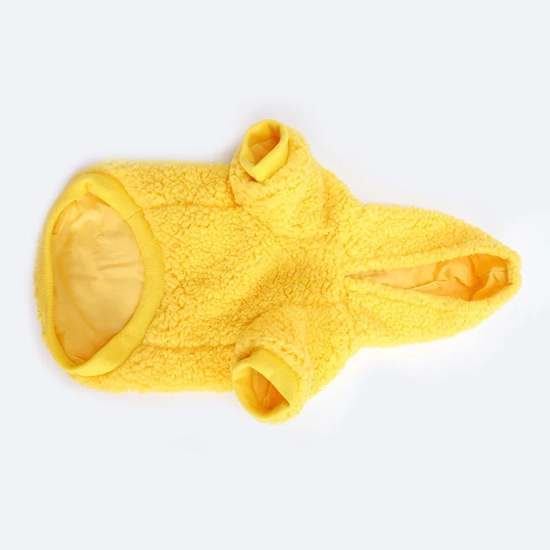 Cotton Fleece Solid Color Cotton Small And Medium sized Dog Cat Sweater Yellow - Shop at LoveMi