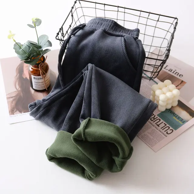 Women's Thickened Lamb Wool Cream Pants Grey - Shop at LoveMi