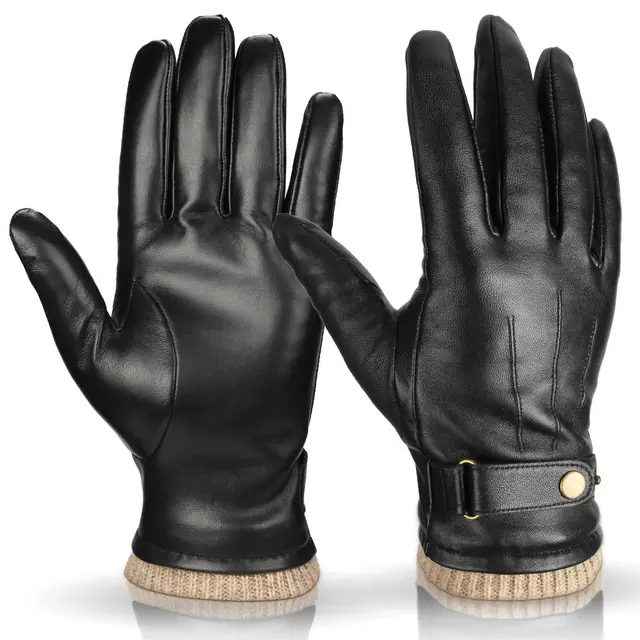 Winter Plus Velvet Warm Gloves Leather Simple Outdoor Black - Shop at LoveMi
