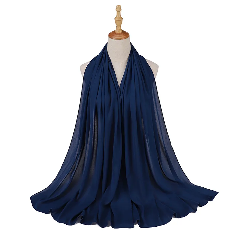 Malaysia Shiny Toe Cap Solid Color Scarf Navy Blue - Shop at LoveMi
