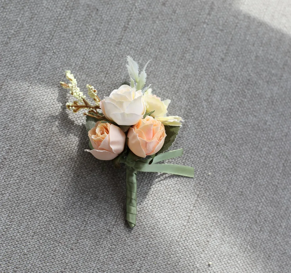 Gift Wrapping Groom And Groomsman Corsage - Champagne