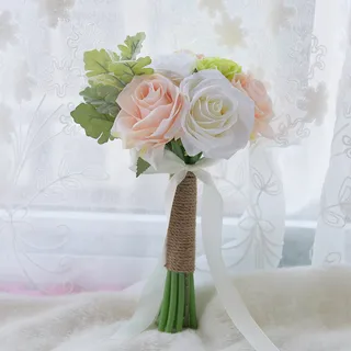 Wedding Supplies Small Bouquet Of Bridesmaids Holding Flowers - Champagne White Green Rose