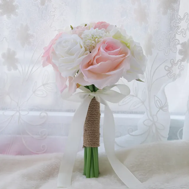 Wedding Supplies Small Bouquet Of Bridesmaids Holding Flowers Pink White Rose - Shop at LoveMi