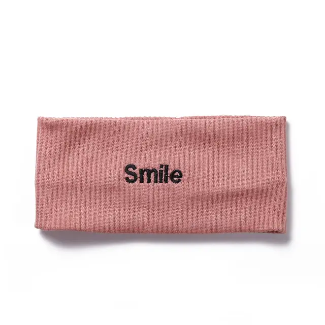 Knitted Embroidered Letters Solid Color Headband With Elastic Wide Edges Pink - Shop at LoveMi