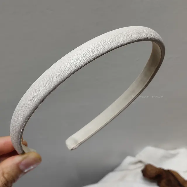 Leather Headband Texture Solid Color Thin Side Starting Card Retro Headdress White - Shop at LoveMi