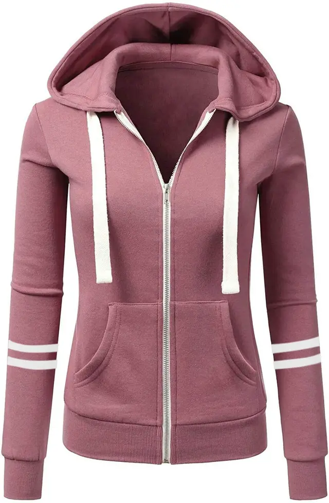 Autumn And Winter Women's Sports Zipper Hooded Sweater Pink - Shop at LoveMi