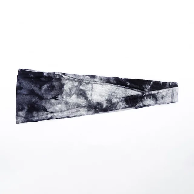Tie dye Turban Wide Side Sports Headband Black - Shop at LoveMi