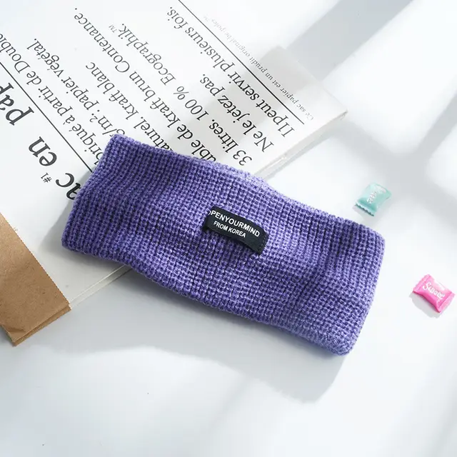 Wide Brim Headdress Knitted Headband Female Net Infrared Out Purple - Shop at LoveMi