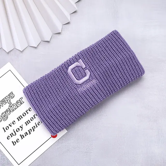 Knitted Headband Female Simple C Letter Net Red Retro Solid Color Purple - Shop at LoveMi