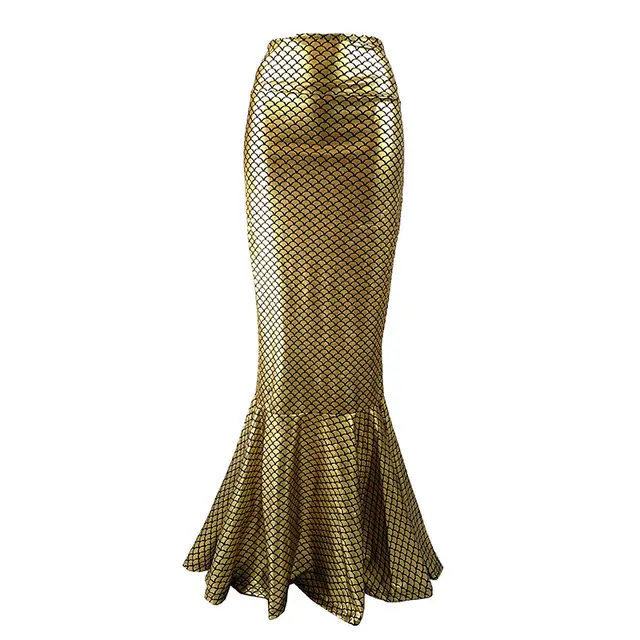 Sexy Mermaid High Waist Mermaid Long Skirt Gold - Shop at LoveMi