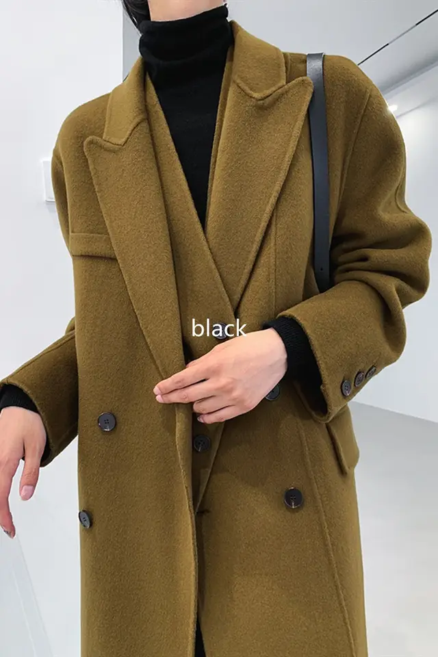 Vest Double sided Cashmere Coat Woolen Coat Women's Two piece Suit Black - Shop at LoveMi