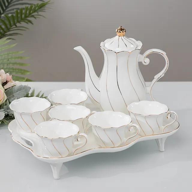 Water Set Ceramic Ware Household Light Luxury White Flower Fairy - Shop at LoveMi