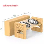 Dog Rice Stainless Steel Double Bowl Folding - Wood Color - View 1