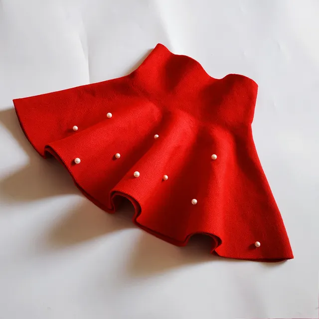 Big Children Beaded Knitted Sweater Dress Red - Shop at LoveMi