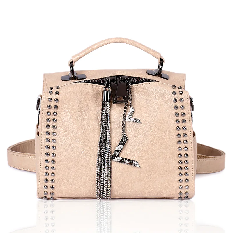Women's Simple Leather Messenger Shoulder Bag Apricot - Shop at LoveMi