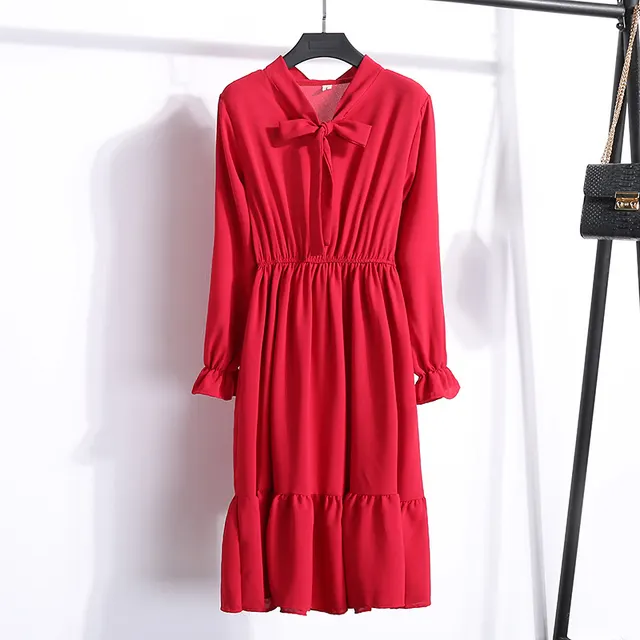 Spring Korean Women's Floral Chiffon Dress Red - Shop at LoveMi