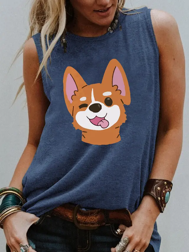 Street Loose Casual Sleeveless Vest Women Blue - Shop at LoveMi