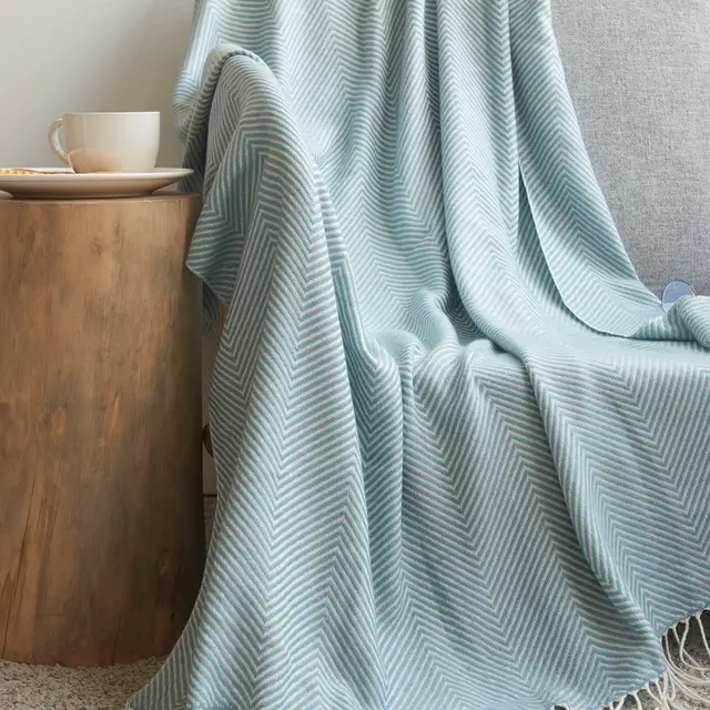 Nordic Double Towel Quilt Spring And Autumn Blanket For Children Sky Blue - Shop at LoveMi