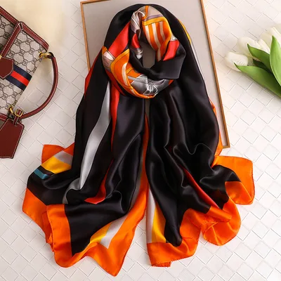 Spring And Autumn Women's Sunscreen Holiday Artificial Silk Warm Gauze Scarf Black - Shop at LoveMi