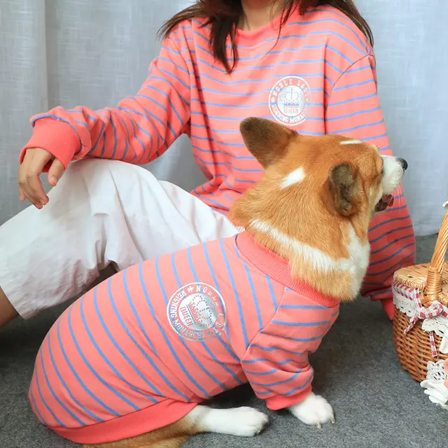 Dog Clothes Sweater New Pet Owner Parent child Wear Suit Pink Stripes - Shop at LoveMi