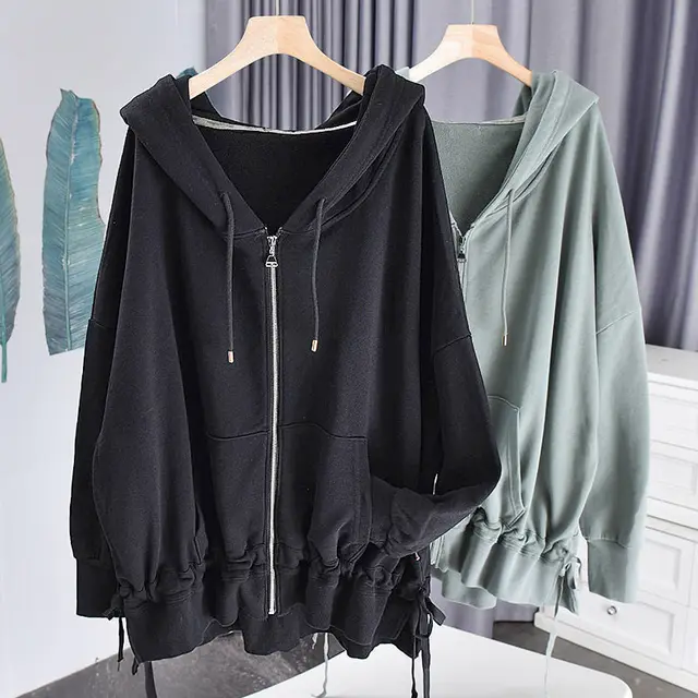 Women's Solid Color Hooded Cardigan Sweater Coat Black - Shop at LoveMi