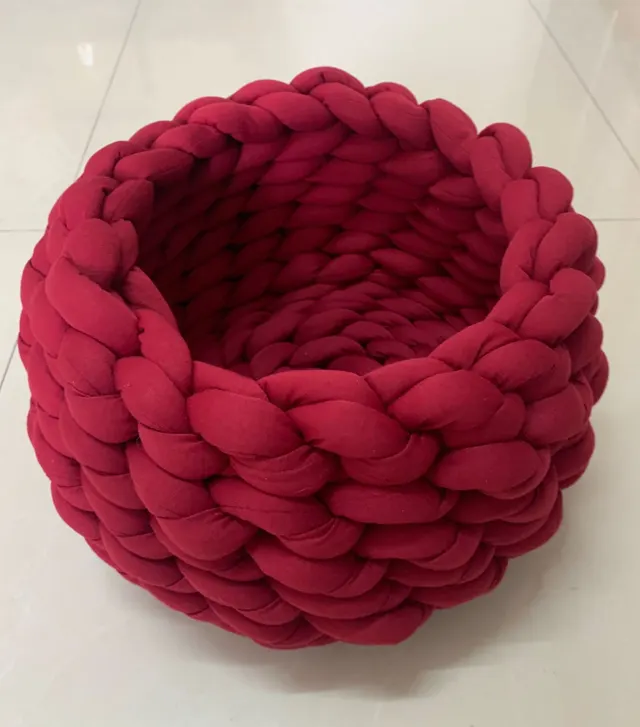 Cat House Cushion Soft Long Plush Warm Pet Mat Cute Kennel Cat Sleeping Basket Bed Round Fluffy Comfortable Touch Pet Products Burgundy - Shop at LoveMi