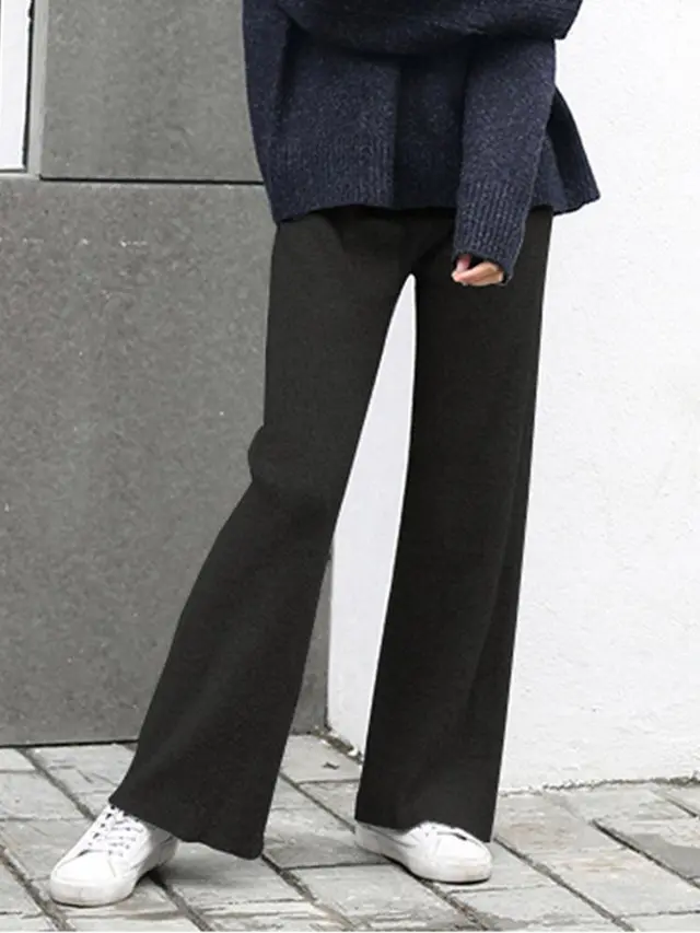 High Waist Loose Drape Women Trousers Look Thin Black - Shop at LoveMi