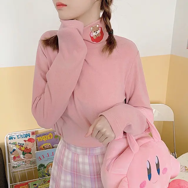 Women Warm And Velvet Long Sleeved T Shirt Pink - Shop at LoveMi