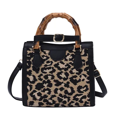 Leopard Print Small Square Bag Handbag Black - Shop at LoveMi