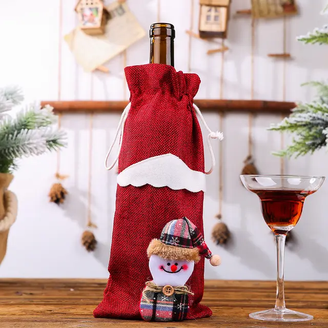 Christmas Wine Bottle Dust Cover Bag Table Decoration Home Decoration 11Color - Shop at LoveMi
